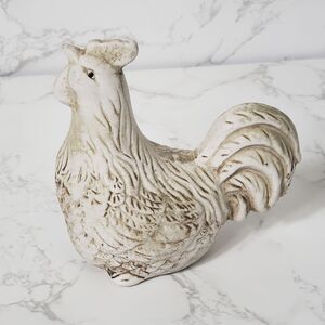 Ceramic White-Washed Miniature Rooster Shelf Decor Farmhouse Decor